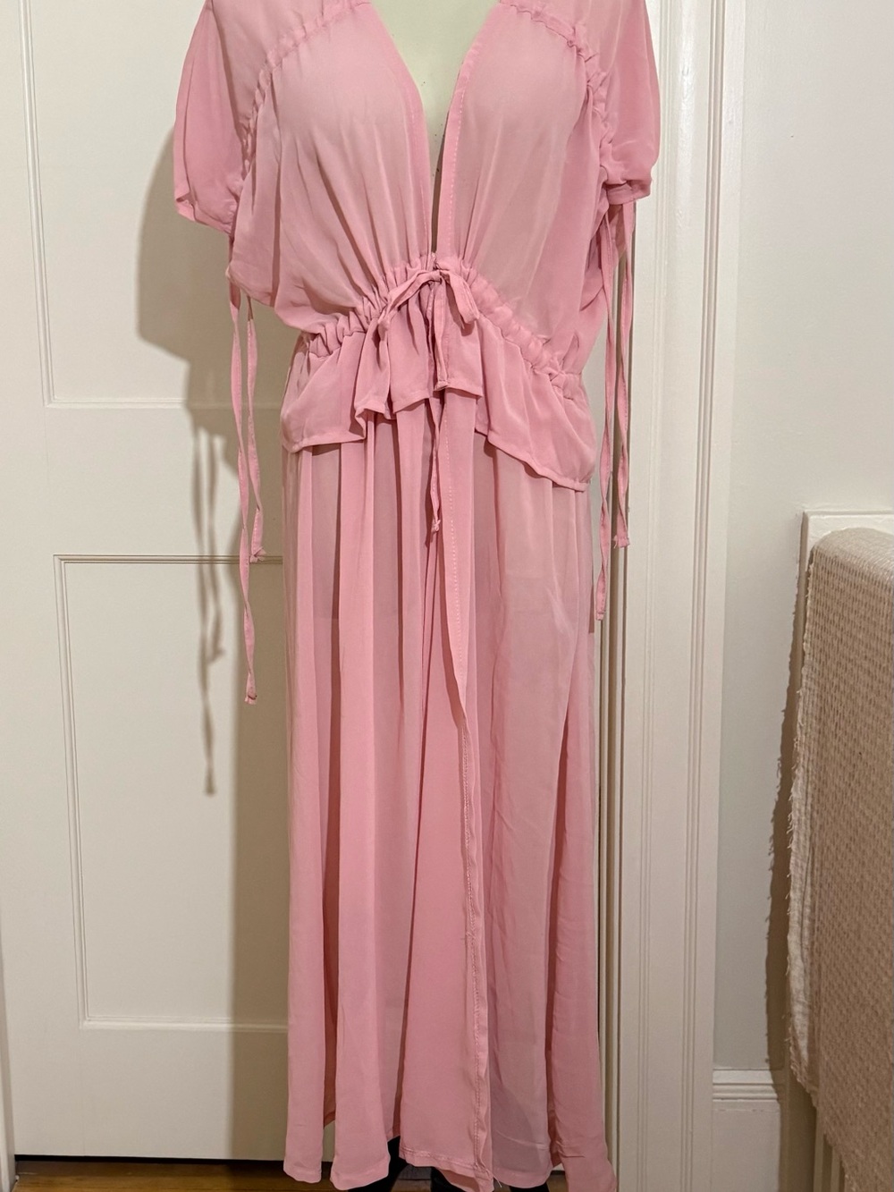 Time and Tru Blush Pink Tie-Waist Maxi Dress
